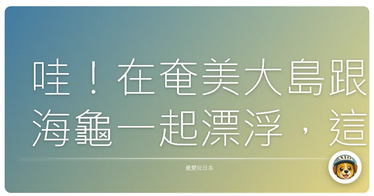 哇！在奄美大島跟海龜一起漂浮，這趟旅程真的太Chill啦！
